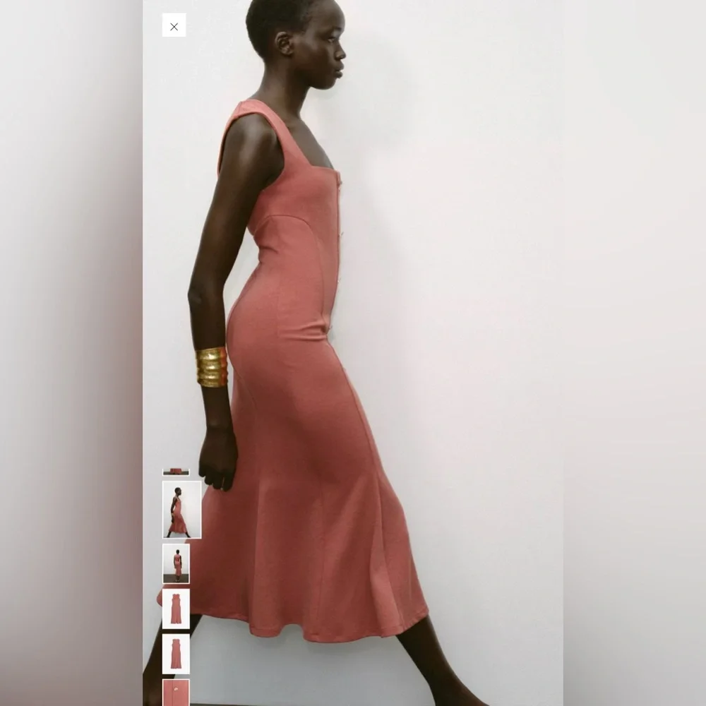 BUTTONED PIQUÉ DRESS - Picture 10 of 12